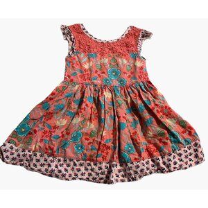 Matilda Jane Home Away Camp Button Back Pink Floral Dress Girls Size 4 Good used